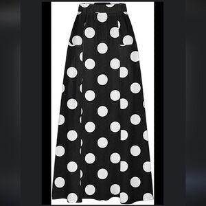 Choles Black and White A-Line Maxi Skirt